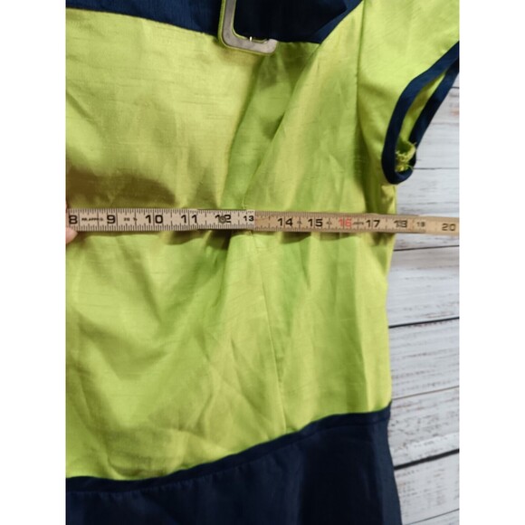 Zoda Midi Dress Women’s 10 Knee Length Navy & Lime Short Sleeve - Picture 6 of 8